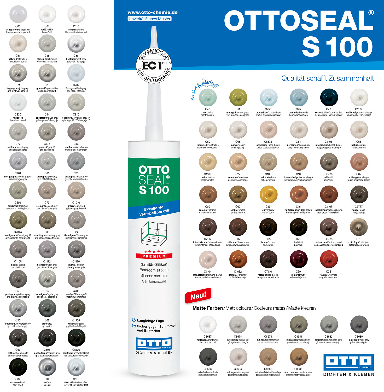 OTTOSEAL® S 100 Farbtafel